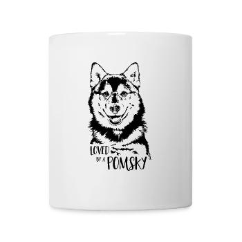 Aimé par un chien Pomsky Dog Saying Wilsigns - Mug blanc - blanc - Devant
