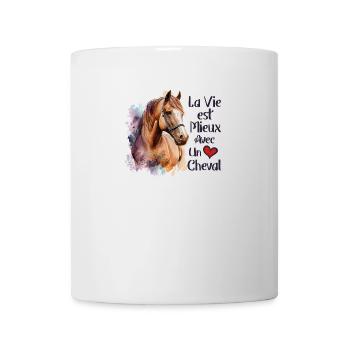 Cheval Drôle Femme Fille Enfant Vie avec un Cheval - Mug blanc - blanc - Devant