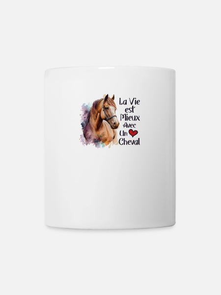 Cheval Drôle Femme Fille Enfant Vie avec un Cheval - Mug blanc - blanc