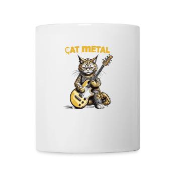 Chat jouant du heavy metal, chat metal - Mug blanc - blanc - Devant