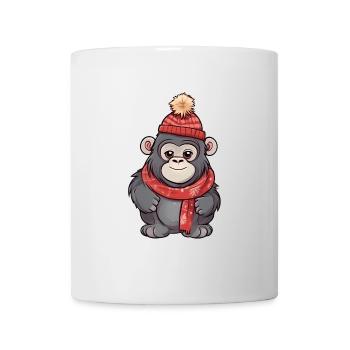 Cute gorilla in festive winter look! - Mug - white - Front