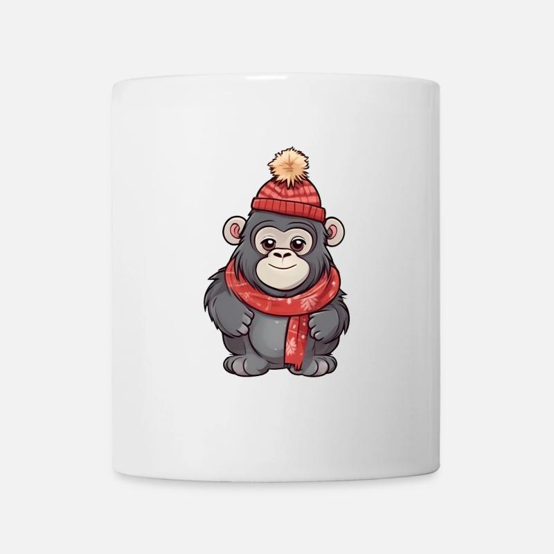 Niedlicher Gorilla im festlichen Winter-Look! - Tasse - Weiß