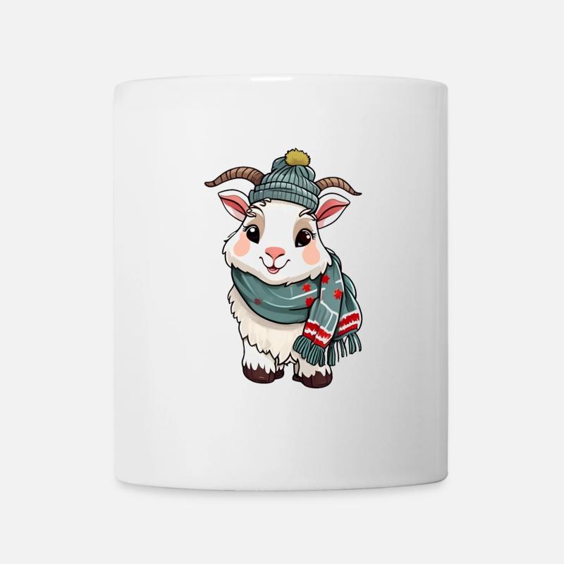 Chèvre mignonne dans un look d’hiver festif ! - Mug blanc - blanc