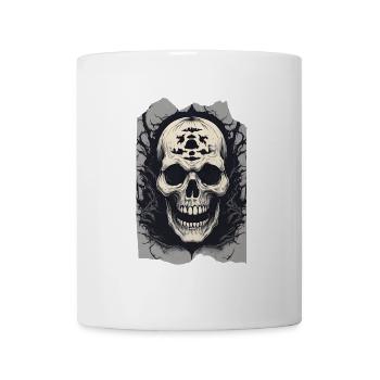 Ghastly Grin Scary Dark Halloween Skull Art - Mug - white - Front