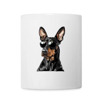 Doberman Pinscher, Hund, Sonnenbrille, Sommer - Tasse - Weiß - Vorne