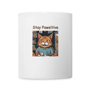 Stay Pawsitive Katzendesign - Tasse - Weiß - Vorne
