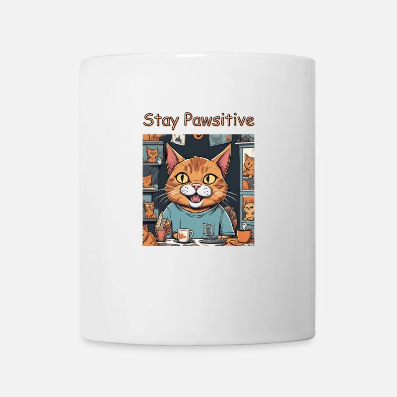 Stay Pawsitive Katzendesign - Tasse - Weiß