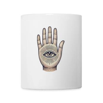 Oeil dans la main symbole mystique Design - Mug blanc - blanc - Devant