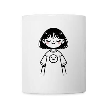 Fille souriante Design minimaliste - Mug blanc - blanc - Devant