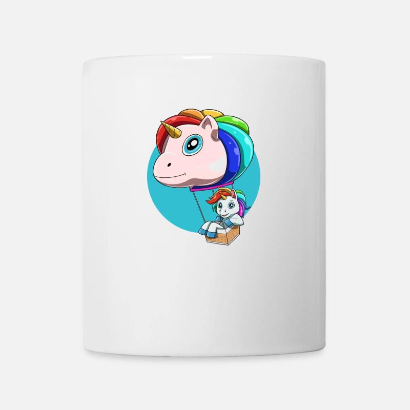 Lustiger Heißluftballon als Einhorn - Tasse - Weiß