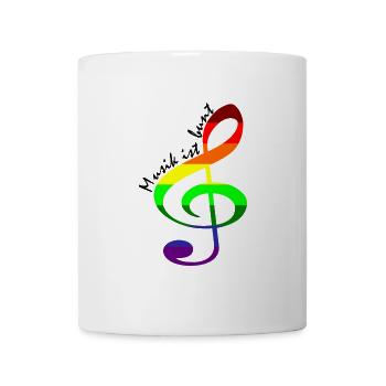 Notenschlüssel Regenbogenfahne Regenbogenfarben - Tasse - Weiß - Vorne