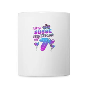 Prinzessin siebter Geburtstag Mädchen 7 Jahre - Tasse - Weiß - Vorne