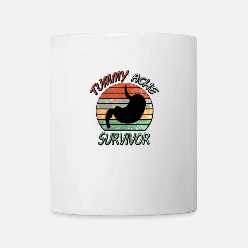 Tummy Ache Survivor Vintage Retro Sunset ✅⭐⭐⭐⭐⭐✅ - Mug blanc - blanc