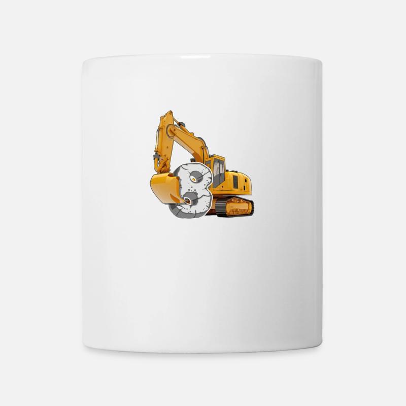 Ich bin 8 Bagger 8. Geburtstag 8 Jahr Bauarbeiter - Tasse - Weiß