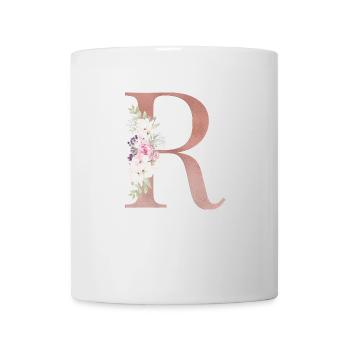 Personalisierbar Monogramm R Floral - Tasse - Weiß - Vorne