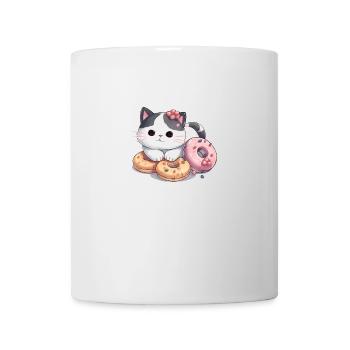Chat kawaii avec beignet - Mug blanc - blanc - Devant