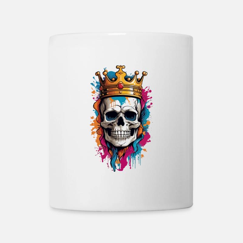 Skull with Crown Graffiti - Mug - white