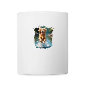 Chien Golden Retriever à l’aventure - Mug blanc - blanc - Devant