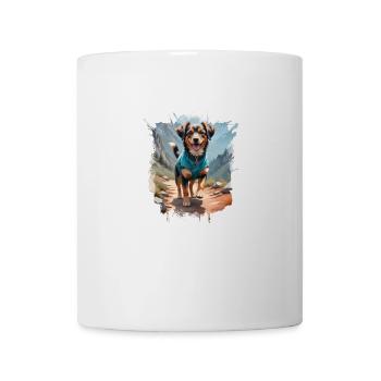 Chien fait de la randonnée avec un amoureux des chiens sur la montagne - Mug blanc - blanc - Devant