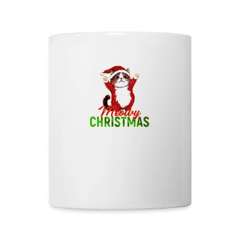 Meowy Christmas – Lustige Katze im Weihnachtsmann - Tasse - Weiß - Vorne