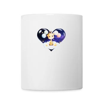 Baby giraffe with cloud stars balloons and heart - Mug - white - Front