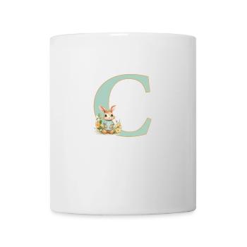 Lettre C, Monogramme, Fleurs, Lapin - Mug blanc - blanc - Devant