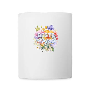 Beste Mama! Blumen Kranz, personalisierbar - Tasse - Weiß - Vorne