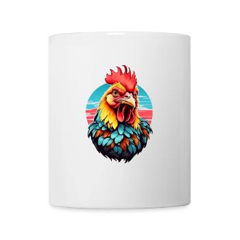 Cooler Hahn im Vintage Style - Tasse - Weiß - Vorne
