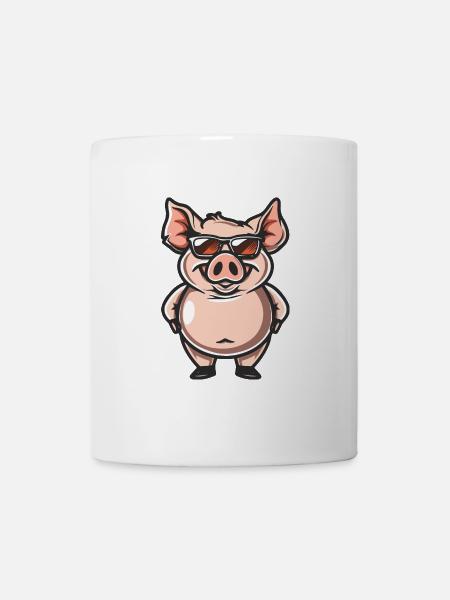 Schwein Cool Comic - Tasse - Weiß