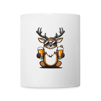 Cerf Après-Ski Bière Bande Dessinée - Mug blanc - blanc - Devant