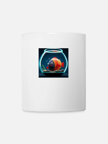 Drôle de poisson orange dans l’aquarium - d’une IA - Mug blanc - blanc