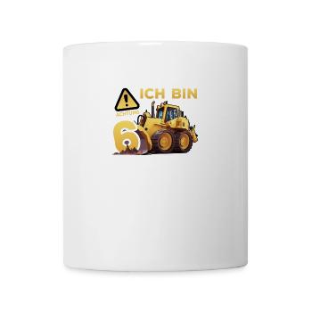 Ich bin 6 Bagger 6. Geburtstag 6 Jahr Bauarbeiter - Tasse - Weiß - Vorne