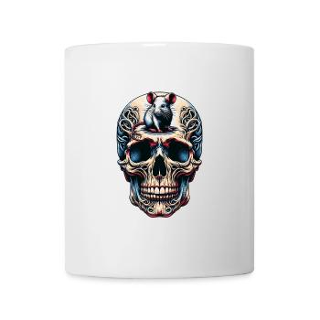 Bunter Skull mit süßer kleiner Maus auf der Stirn - Tasse - Weiß - Vorne