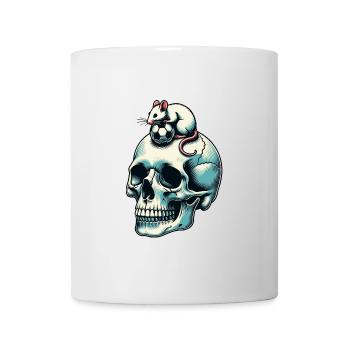 Skull mit lustiger Maus und Fussball - Tasse - Weiß - Vorne