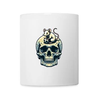 Skull mit lustiger Maus und Fussball - Tasse - Weiß - Vorne