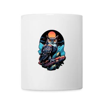 Große Eule Uhu bei Mondlicht - Tasse - Weiß - Vorne