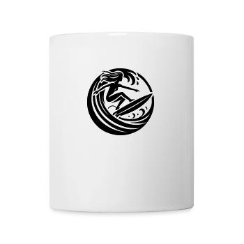 Earthverse Surfer Weibliches Logo schwarz - Tasse - Weiß - Vorne
