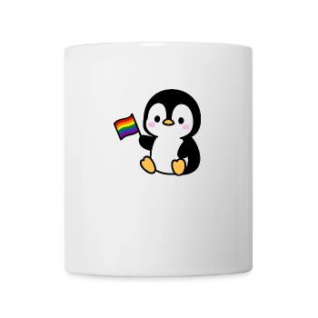 Pinguin mit Regenbogenfahne - Tasse - Weiß - Vorne