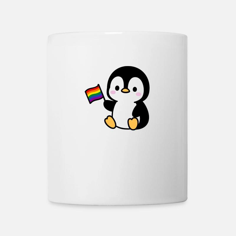 Penguin with rainbow flag - Mug - white
