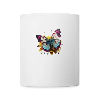 Bunter Schmetterling mit Blume Sommermotiv Cartoon - Tasse - Weiß - Vorne
