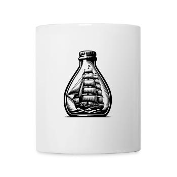 Klassische Wellengang Segelschiff Flaschenschiff - Tasse - Weiß - Vorne