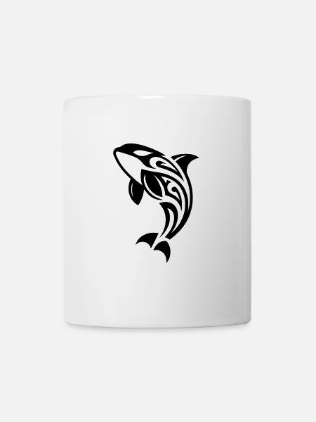 Springender Orca Tattoo Style - Tasse - Weiß