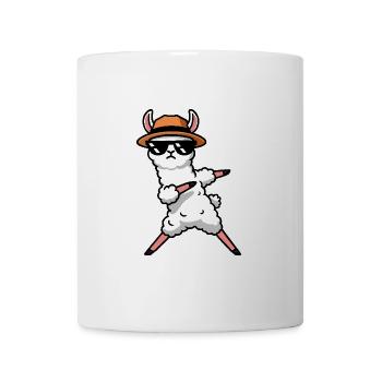 Comic Alpaka Lama Hut Party Sonnenbrille Tanz Bolt - Tasse - Weiß - Vorne