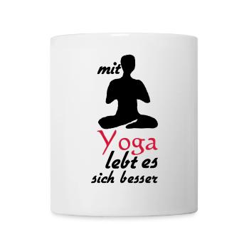 Yoga Leben Sprüche Geschenk - Tasse - Weiß - Vorne