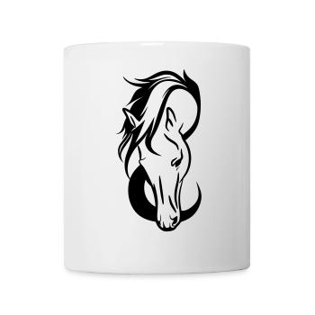 Pferdekopf Line Art Motiv - Tasse - Weiß - Vorne