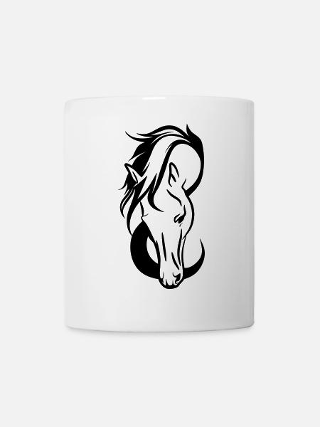 Pferdekopf Line Art Motiv - Tasse - Weiß