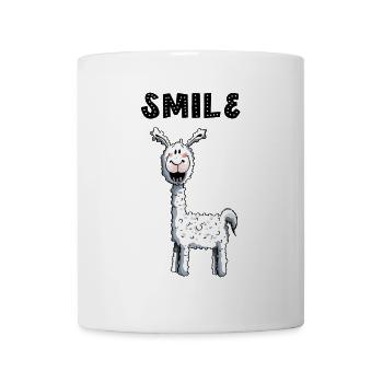 Le lama est dans une bonne humeur - sourire - sourire - Animaux - Mug blanc - blanc - Devant