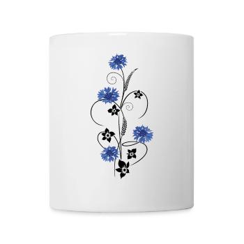 Kornblumen mit Blumen und Gräser - Tasse - Weiß - Vorne