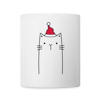 Katze Nikolaus Weihnachten Mütze Geschenkidee - Tasse - Weiß - Vorne