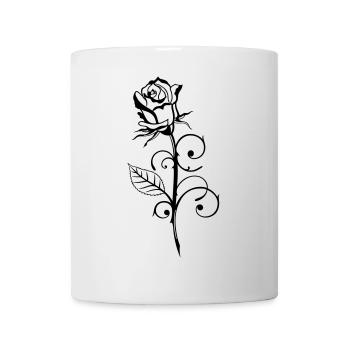 Beautiful rose with leaf - Mug - white - Front